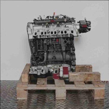 Seitenansicht eines Motors 4HJ (P22DTE) in Schwarz und Silber auf einer Holzpalette. Der Motor steht vor einem weißen Hintergrund.